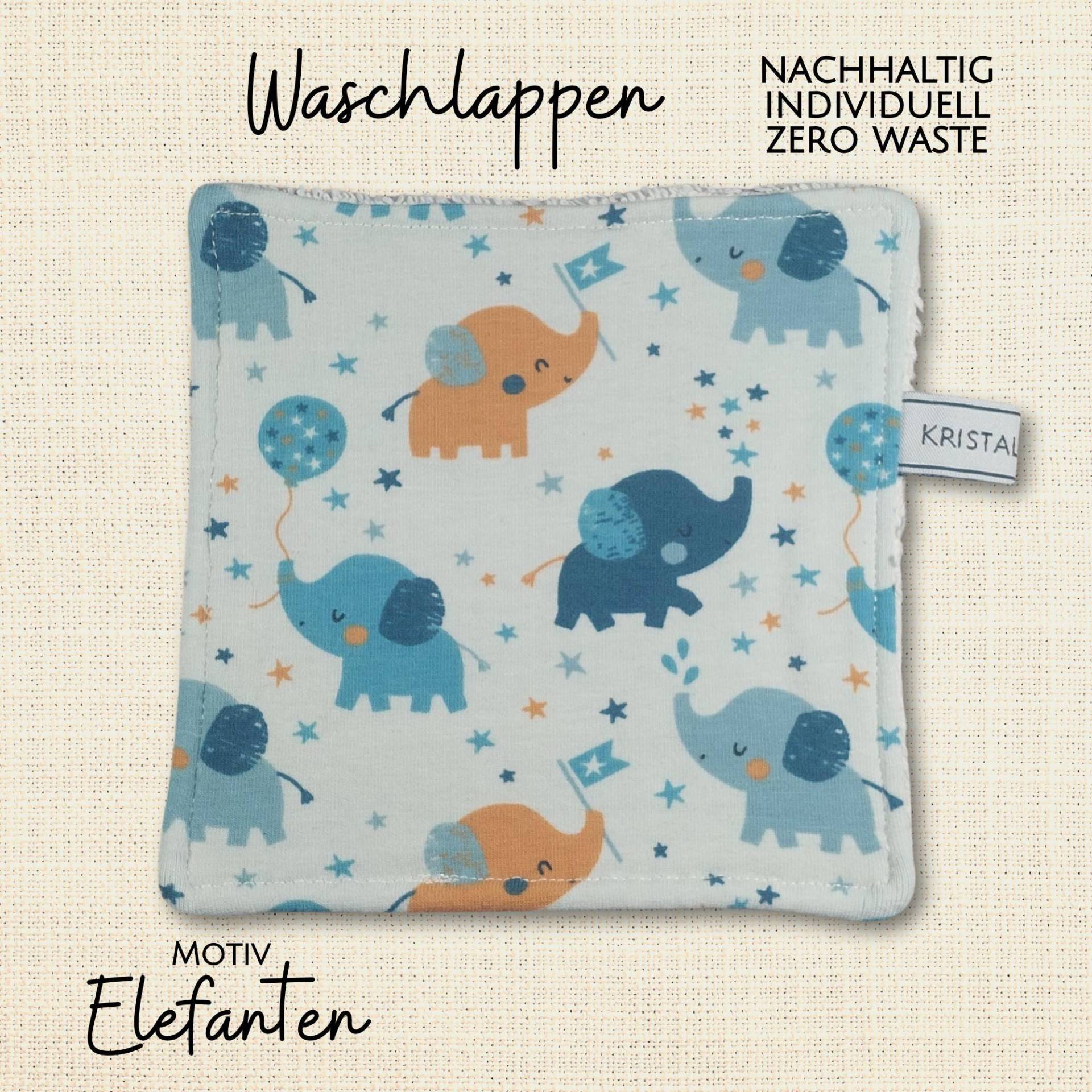 Waschlappen Für Baby & Kinder Bio Öko Baumwolle - "Elefanten" Waschlappen Für Baby & Kinder Bio Öko Baumwolle - "Elefanten" von Kristallnadel