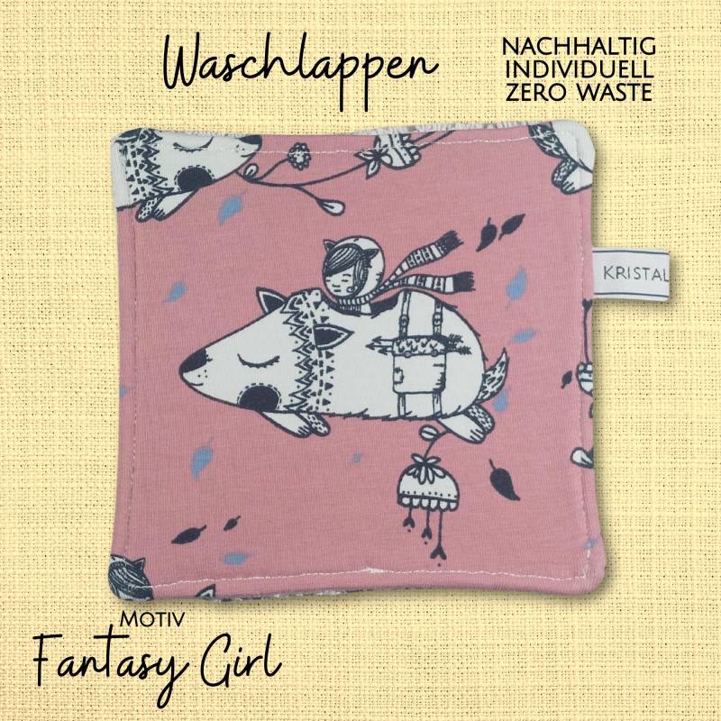 Waschlappen Für Baby & Kinder Bio Öko Baumwolle - "Fantasy Girl" von Kristallnadel
