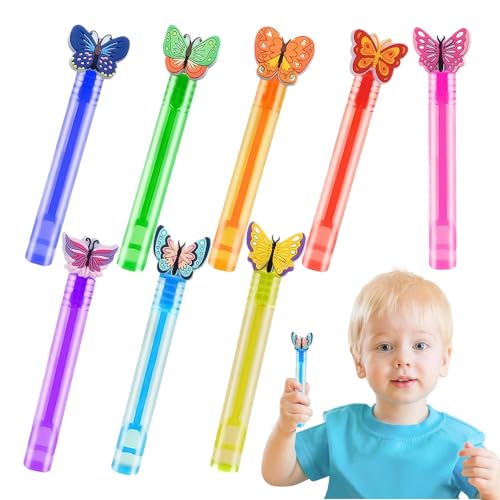 Krmoau Bubble -Zauberstäbe für Kinder, Bubbles Party Gefälligkeiten,Kleine Schmetterlingsblasenstände 8 Stück Party Gefälligkeiten | Kinderbadezeitspielzeug, Klassenzimmerpreise, Foto -Requen von Krmoau