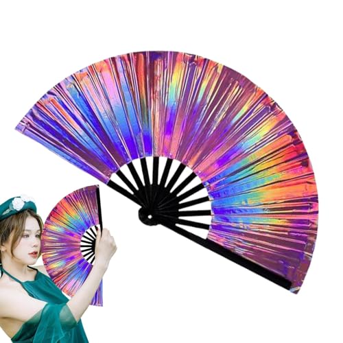 Krmoau Großer faltender Handlüfter, Handlüfter für Frauen faltbar,Frauen falten Fan -Requisiten | Chinesische japanische Foto -Requisiten Modezubehör für tanzende Cosplay -Hochzeitsfeierdekorationen von Krmoau