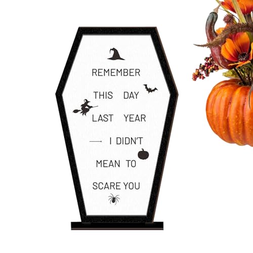 Krmoau Halloween Tischdekoration Schild, Aus Holz Gefertigtes Sarg Schild Für Schreibtisch Und Halloween, Festliche Dekoration Mit Gruselbotschaft Für Bauernhaus Wohnzimmer Schlafzimmer Krmoau Halloween Tischdekoration Schild, Aus Holz Gefertigtes Sarg Schild Für Schreibtisch Und Halloween, Festliche Dekoration Mit Gruselbotschaft Für Bauernhaus Wohnzimmer Schlafzimmer von Krmoau