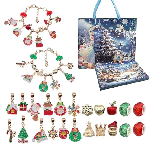 Schmuck Adventskalender 2025, 24 Tage Countdown Kalender Mit Kleine Prinzessin Charm Perlenarmband Set, Handgefertigtes Perlenset Für Frauen Mädchen Kinder von Krmoau