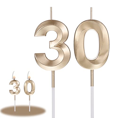 KroY PecoeD Geburtstagskerzen, 30 Jahre, Kerzen Nummer 3 und Kerzen Nummer 0, Kerze mit goldfarbenen Zahlen, Kuchen, Topper, Geschenk für Geburtstage, Hochzeiten, Zeremonien, Zubehör von KroY PecoeD