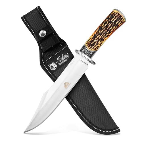 by GER-SABER Jagdmesser festehende Clip-Point Klinge inkl. Gürtelholster 31cm Einhandmesser - Outdoor Messer für jedes Abenteuer, Survival Bowiemesser für Camping, Jagd, Wandern und mehr (SA79) von Krollmann