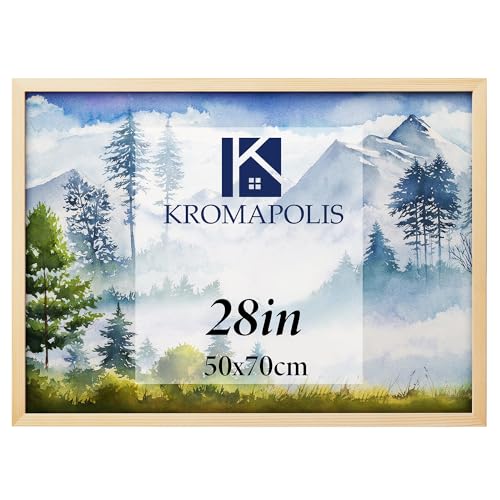 Kromapolis Bilderrahmen 50 x 70 cm Natürlicher | Bilderrahmen aus Holz für 28in (50.6 x 70.8 cm) Bilder | Hochwertiger Holzbilderrahmen | Poster-Rahmen aus Echtholz von Kromapolis
