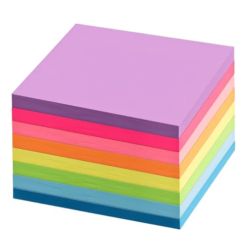 Selbstklebende fluoreszierende Notizblöcke, 7,5 x 7,5 cm, 800 Blatt, verschiedene Farben, 7,5 x 7,5 cm, 8 Stück von Kronabelle