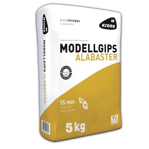 Krone Alabaster Gips 5 kg – Feiner Modellgips für Gießformen, Bastel-, Form- und Modellbauarbeiten, extra weiß und schnell härtend Krone Alabaster Gips 5 kg – Feiner Modellgips für Gießformen, Bastel-, Form- und Modellbauarbeiten, extra weiß und schnell härtend von Krone