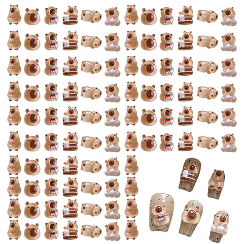Krujecnt Miniaturpuppen, winzige Tierfiguren - 100x kleines Capybara -Puppen -Set -Figuren zum Verstecken,zu verbergen Capybara -Dekorationen Charme kreative Nagel Art Accessoires für Krujecnt Miniaturpuppen, winzige Tierfiguren - 100x kleines Capybara -Puppen -Set -Figuren zum Verstecken,zu verbergen Capybara -Dekorationen Charme kreative Nagel Art Accessoires für von Krujecnt