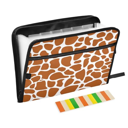 Fächermappe, Afrikanische Giraffe, mit Reißverschluss, Akkordeon-Dokumenten-Organizer, 13 Taschen, Briefgröße, mit Klebeetiketten, Tierhaut Fächermappe, Afrikanische Giraffe, mit Reißverschluss, Akkordeon-Dokumenten-Organizer, 13 Taschen, Briefgröße, mit Klebeetiketten, Tierhaut von Ksajwzf