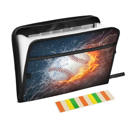 Fächermappe, Baseballball, Reißverschluss, Akkordeon-Dokumenten-Organizer, 13 Taschen, Briefgröße, mit Klebeetiketten, Sport, Baseball Fächermappe, Baseballball, Reißverschluss, Akkordeon-Dokumenten-Organizer, 13 Taschen, Briefgröße, mit Klebeetiketten, Sport, Baseball von Ksajwzf