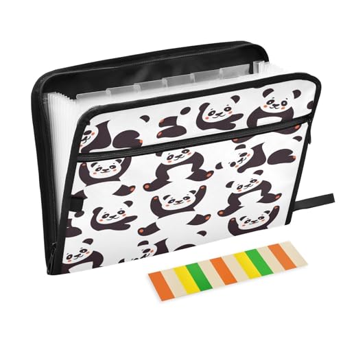 Fächermappe, Cartoon-Panda, Reißverschluss, Akkordeon-Dokumenten-Organizer, 13 Taschen, Briefgröße, mit Klebeetiketten, Pandabär von Ksajwzf