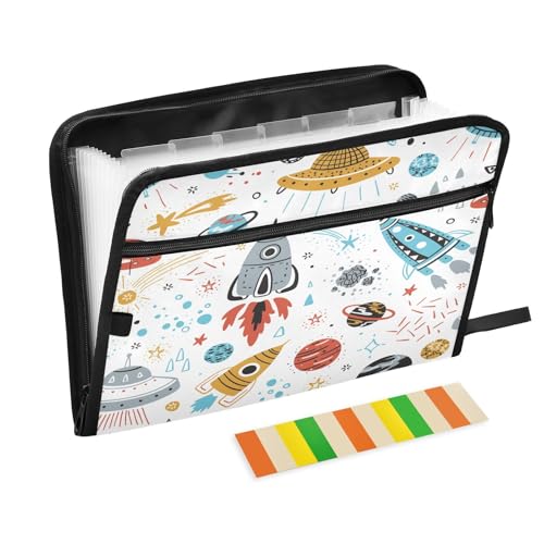 Fächermappe, Cartoon-Planeten, Sterne, Reißverschluss, Akkordeon-Dokumenten-Organizer, 13 Taschen, Briefgröße, mit Klebeetiketten, Weltraum, Galaxie Fächermappe, Cartoon-Planeten, Sterne, Reißverschluss, Akkordeon-Dokumenten-Organizer, 13 Taschen, Briefgröße, mit Klebeetiketten, Weltraum, Galaxie von Ksajwzf