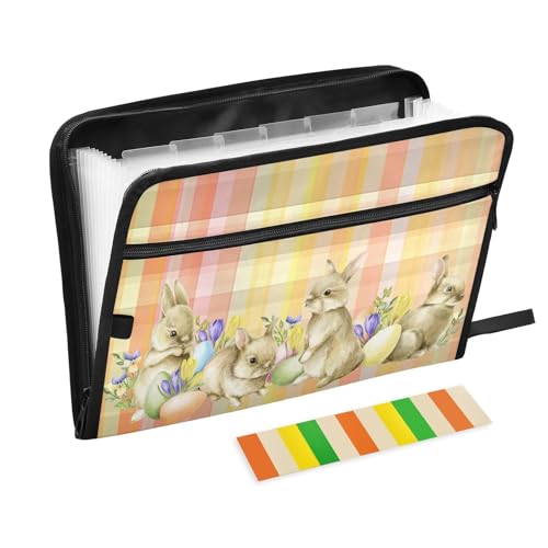 Fächermappe, Frohe Ostern, Hase, Reißverschluss, Akkordeon-Dokumenten-Organizer, 13 Taschen, Briefgröße, mit Klebeetiketten, buntes Büffelkaro Fächermappe, Frohe Ostern, Hase, Reißverschluss, Akkordeon-Dokumenten-Organizer, 13 Taschen, Briefgröße, mit Klebeetiketten, buntes Büffelkaro von Ksajwzf
