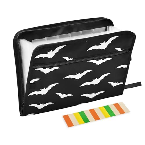 Fächermappe, Gothic-Fledermaus, mit Reißverschluss, Akkordeon-Dokumenten-Organizer, 13 Taschen, Briefgröße, mit Klebeetiketten, Halloween, Weiß / Schwarz Fächermappe, Gothic-Fledermaus, mit Reißverschluss, Akkordeon-Dokumenten-Organizer, 13 Taschen, Briefgröße, mit Klebeetiketten, Halloween, Weiß / Schwarz von Ksajwzf