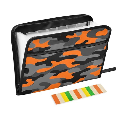 Fächermappe, Militär-Camouflage, Reißverschluss, Akkordeon-Dokumenten-Organizer, 13 Taschen, Briefgröße, mit Klebeetiketten, Tarnmuster Fächermappe, Militär-Camouflage, Reißverschluss, Akkordeon-Dokumenten-Organizer, 13 Taschen, Briefgröße, mit Klebeetiketten, Tarnmuster von Ksajwzf