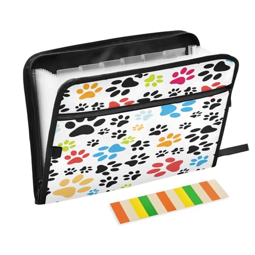 Fächermappe, Motiv: bunte Katzen und Hundepfoten, Reißverschluss, Akkordeon-Dokumenten-Organizer, 13 Fächer, Briefgröße mit Klebeetiketten, Kätzchen-Fußabdruck Fächermappe, Motiv: bunte Katzen und Hundepfoten, Reißverschluss, Akkordeon-Dokumenten-Organizer, 13 Fächer, Briefgröße mit Klebeetiketten, Kätzchen-Fußabdruck von Ksajwzf
