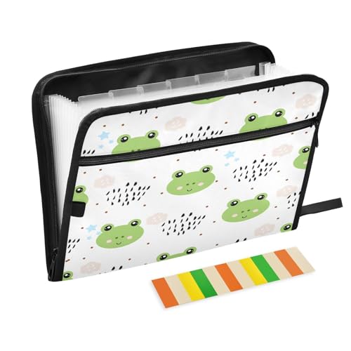 Fächermappe, Tier, Frosch, Blume, Reißverschluss, Akkordeon, Dokumenten-Organizer, 13 Taschen, Briefgröße, mit Klebeetiketten, grüner Frosch Fächermappe, Tier, Frosch, Blume, Reißverschluss, Akkordeon, Dokumenten-Organizer, 13 Taschen, Briefgröße, mit Klebeetiketten, grüner Frosch von Ksajwzf