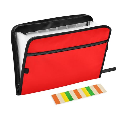 Fächermappe, abstrakte rote Textur, Reißverschluss, Akkordeon-Dokumenten-Organizer, 13 Taschen, Briefgröße mit Klebeetiketten von Ksajwzf