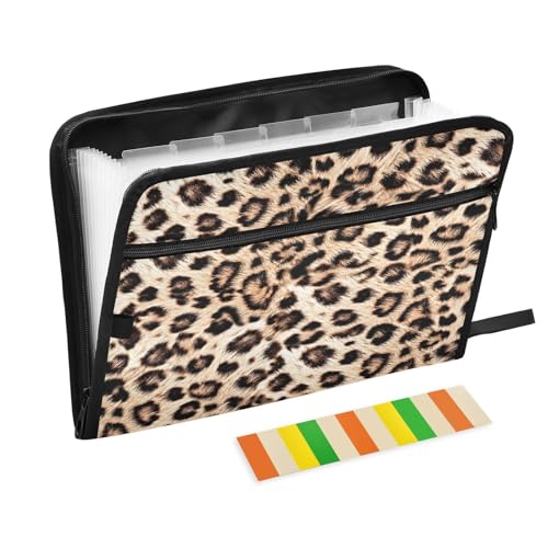 Fächermappe, braunes Leopardenleder, Reißverschluss, Akkordeon-Dokumenten-Organizer, 13 Taschen, Briefgröße mit Klebeetiketten, Tierhaut Fächermappe, braunes Leopardenleder, Reißverschluss, Akkordeon-Dokumenten-Organizer, 13 Taschen, Briefgröße mit Klebeetiketten, Tierhaut von Ksajwzf