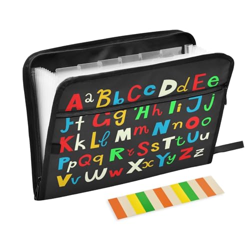 Fächermappe, bunt, Alphabet, Reißverschluss, Akkordeon-Dokumenten-Organizer, 13 Taschen, Briefgröße mit Klebeetiketten Fächermappe, bunt, Alphabet, Reißverschluss, Akkordeon-Dokumenten-Organizer, 13 Taschen, Briefgröße mit Klebeetiketten von Ksajwzf