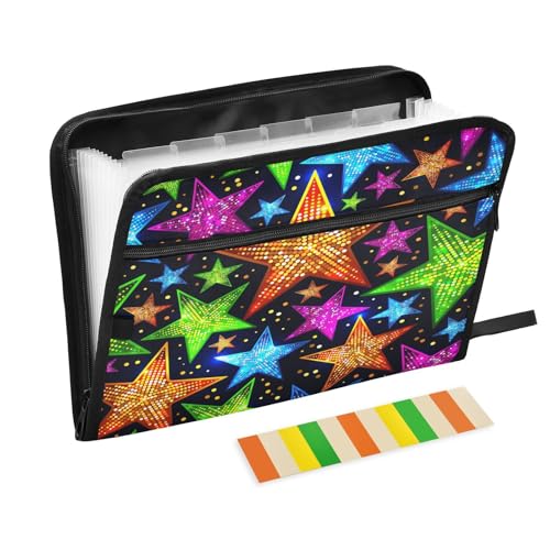 Fächermappe, bunte Sterne, Reißverschluss, Akkordeon-Dokumenten-Organizer, 13 Taschen, Briefgröße, mit Klebeetiketten, Regenbogen Fächermappe, bunte Sterne, Reißverschluss, Akkordeon-Dokumenten-Organizer, 13 Taschen, Briefgröße, mit Klebeetiketten, Regenbogen von Ksajwzf