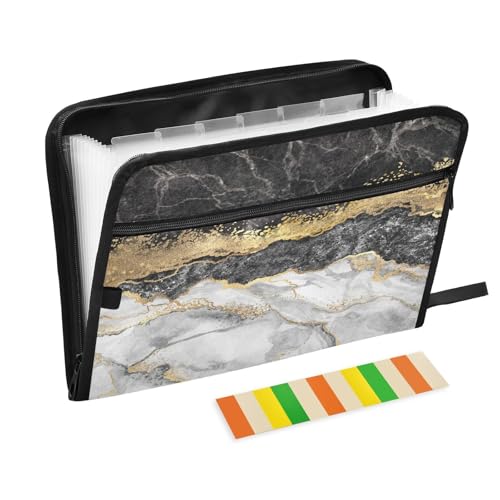 Fächermappe, goldfarben, schwarz, Marmor, Reißverschluss, Akkordeon-Dokumenten-Organizer, 13 Taschen, Briefgröße mit Klebeetiketten Fächermappe, goldfarben, schwarz, Marmor, Reißverschluss, Akkordeon-Dokumenten-Organizer, 13 Taschen, Briefgröße mit Klebeetiketten von Ksajwzf