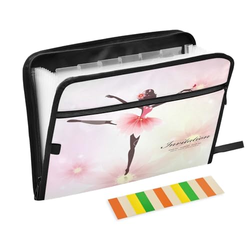 Fächermappe, rosa Tänzerin, Mädchen, Blumen, Reißverschluss, Akkordeon, Dokumenten-Organizer, 13 Taschen, Briefgröße mit Klebeetiketten, Ballett Fächermappe, rosa Tänzerin, Mädchen, Blumen, Reißverschluss, Akkordeon, Dokumenten-Organizer, 13 Taschen, Briefgröße mit Klebeetiketten, Ballett von Ksajwzf
