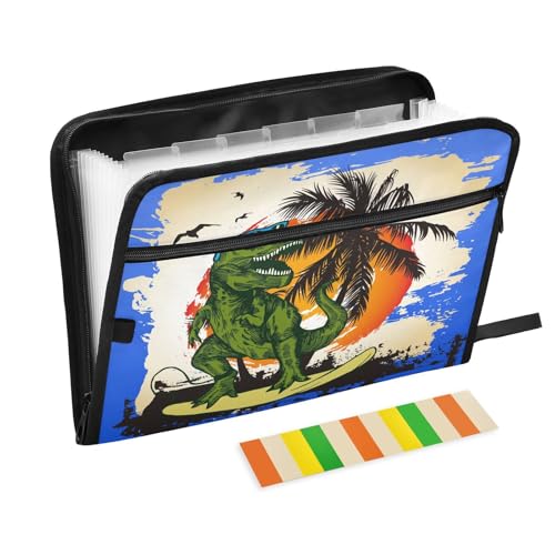 Fächermappe, tropische Palme, Dinosaurier, Reißverschluss, Akkordeon, Dokumenten-Organizer, 13 Taschen, Briefgröße mit Klebeetiketten, Tier Fächermappe, tropische Palme, Dinosaurier, Reißverschluss, Akkordeon, Dokumenten-Organizer, 13 Taschen, Briefgröße mit Klebeetiketten, Tier von Ksajwzf