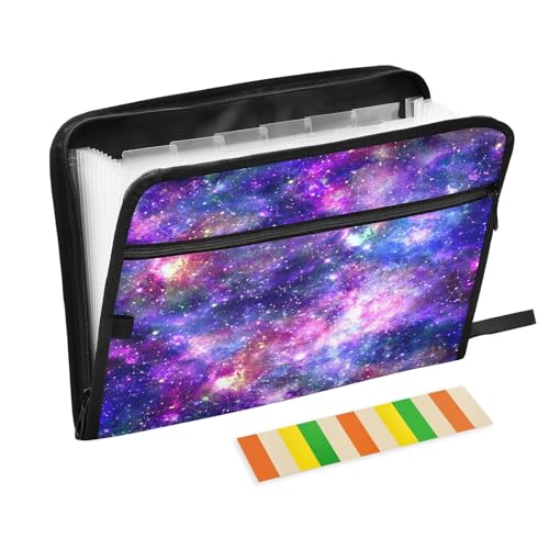 Fächermappe Galaxie, Violetter Nebel, Reißverschluss, Akkordeon-Dokumenten-Organizer, 13 Taschen, Briefgröße mit Klebeetiketten, Sonnensystem, Weltraum von Ksajwzf