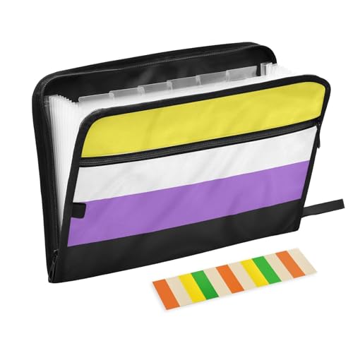 Fächermappe Pride LGBT-Flagge, Reißverschluss, Akkordeon-Dokumenten-Organizer, 13 Taschen, Briefgröße mit Klebeetiketten, bunte Streifen von Ksajwzf