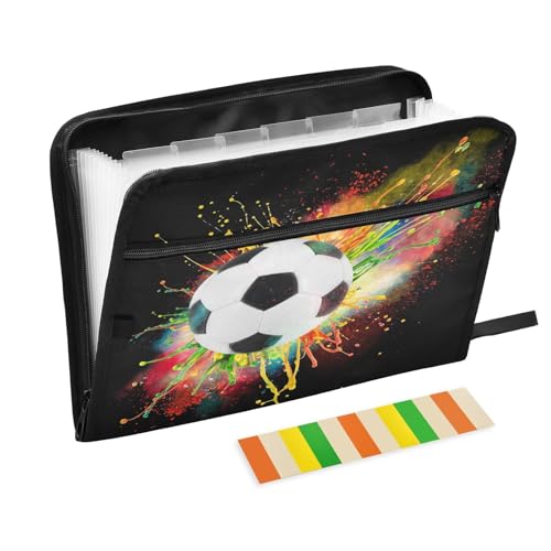 Fächermappe für Sportball, Fußball, Fußball, Reißverschluss, Akkordeon, Dokumenten-Organizer, 13 Taschen, Briefgröße, mit Klebeetiketten, Aquarellball Fächermappe für Sportball, Fußball, Fußball, Reißverschluss, Akkordeon, Dokumenten-Organizer, 13 Taschen, Briefgröße, mit Klebeetiketten, Aquarellball von Ksajwzf