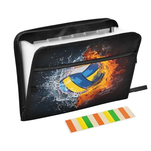 Fächermappe für Volleyball, Malerei, Wasser, Feuer, Reißverschluss, Akkordeon, Dokumenten-Organizer, 13 Taschen, Briefgröße, mit Klebeetiketten, Volleyball Fächermappe für Volleyball, Malerei, Wasser, Feuer, Reißverschluss, Akkordeon, Dokumenten-Organizer, 13 Taschen, Briefgröße, mit Klebeetiketten, Volleyball von Ksajwzf