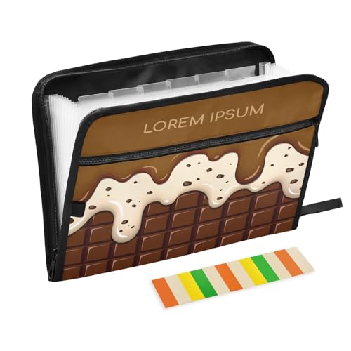 Fächermappe mit Reißverschluss, Akkordeon-Dokumenten-Organizer, 13 Taschen, Briefgröße, mit Klebeetiketten, Eis und Keksen Fächermappe mit Reißverschluss, Akkordeon-Dokumenten-Organizer, 13 Taschen, Briefgröße, mit Klebeetiketten, Eis und Keksen von Ksajwzf