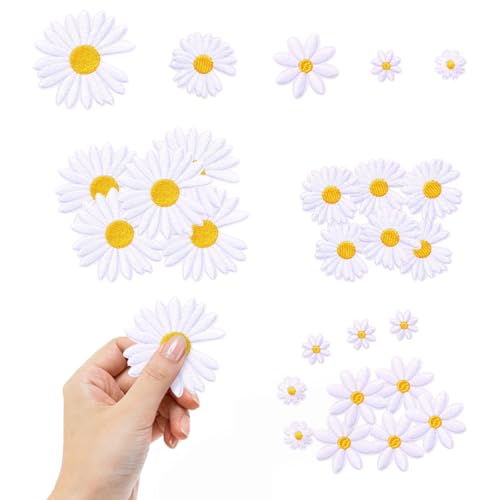 50 Stück Gänseblümchen-Aufnäher zum Aufbügeln – 5 Größen, niedliche bestickte Applikation für selbstgemachte Kleidung, Hüte, Rucksäcke, Jeans, Jacken – modische Dekoration für Mädchen und Frauen 50 Stück Gänseblümchen-Aufnäher zum Aufbügeln – 5 Größen, niedliche bestickte Applikation für selbstgemachte Kleidung, Hüte, Rucksäcke, Jeans, Jacken – modische Dekoration für Mädchen und Frauen von Ksheria