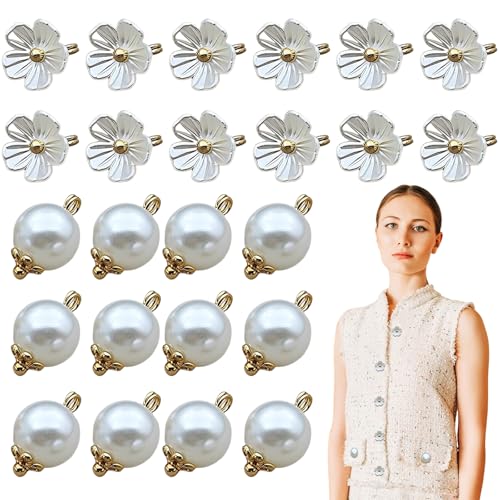 Blumenknöpfe zum Nähen, 1,2 cm, runde Blusenknöpfe mit Schaft, weiß, für Scrapbooking, Kleider und Hemden, Schmuckherstellung, DIY-Dekoration, 24 Stück von Ksheria