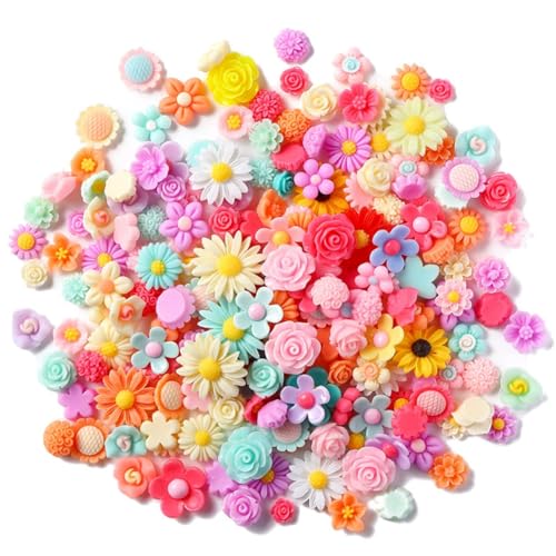 Gänseblümchen-Anhänger aus Kunstharz, flache Rückseite, Perlen für Schmuckherstellung, Scrapbooking, Basteln, gemischte Farben, Haarschmuck, Handyhüllen-Dekoration, Haarschmuck (Farbe A) von Ksheria