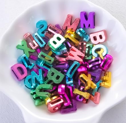 Große Alphabet-Buchstaben-Perlen, A-Z, lose Kunststoffperlen mit Aufbewahrungsbox, für Schmuckherstellung, Armbänder, Halsketten, Schlüsselanhänger, 200 Stück (schillernde Farbe) von Ksheria