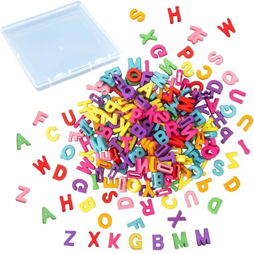 Große Alphabet-Buchstaben-Perlen, A-Z, lose Kunststoffperlen mit Aufbewahrungsbox, für Schmuckherstellung, Armbänder, Halsketten, Schlüsselanhänger (klassische einfarbige Farben), 200 Stück von Ksheria