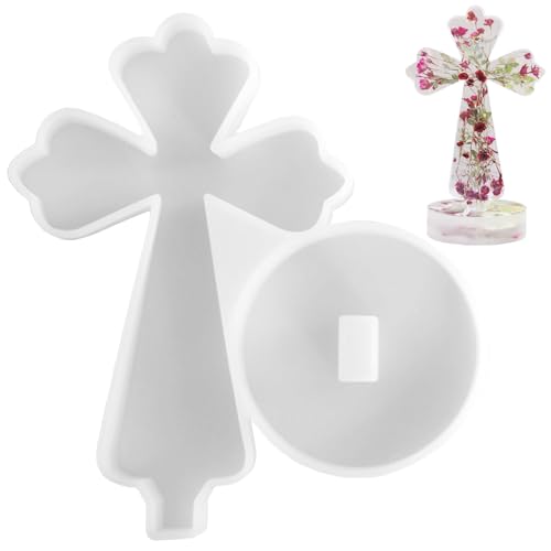 Silikonform mit Standkreuz und Sockel, 17,8 cm, Kreuzharzformen, Kruzifixform für Epoxidharz, für selbstgemachte Kerzen, Dekoration, gesegnete Geschenke, Halloween von Ksheria