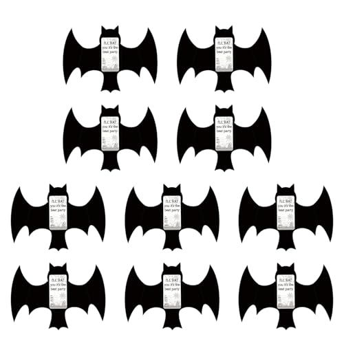 10 Stück recycelbare Notizkarten in Fledermausform, Halloween-Bastelbedarf für Wand, Fenster, Tisch, Display, Einladungskarte, personalisierte Halloween-Nachrichten von Ksikdeg