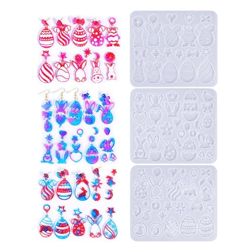 3pcs Flexible Silikonform Ohrringe Schimmelpilz Eier Und Kaninchen Ohrhänger Schimmel Für Handwerksliebhaber Schmuckversorgungen von Ksikdeg