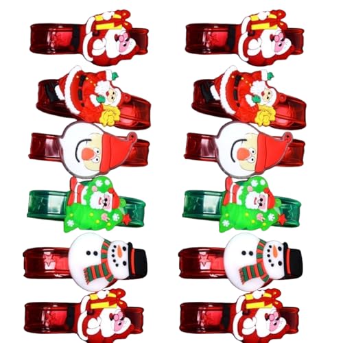Ksikdeg 12 x Silikon-Armbänder für Kinder, Cartoon-Motiv, mit LED-Licht, Weihnachtsmotiv, bunte Party-Armbänder von Ksikdeg