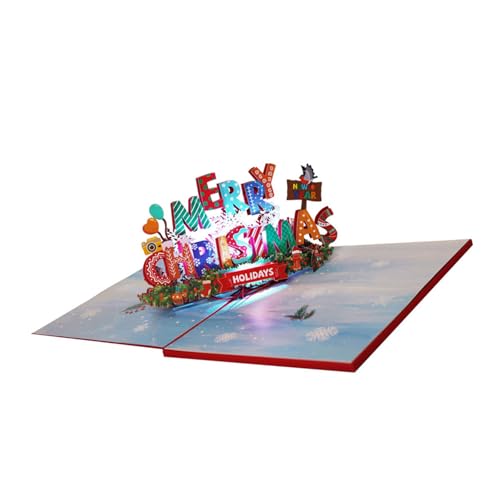 Ksikdeg 3D Popup Weihnachtskarte mit Lichtern und Weihnachtsmelodie zarte Festivaldekoration von Ksikdeg