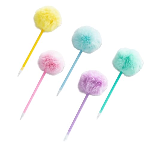 Ksikdeg 5 x pelziger Kugelschreiber, lustiges Schreibwerkzeug, 1,0 mm, nachfüllbar, für Studenten, Schreiben, Zeichnen, Weihnachtsstrumpf von Ksikdeg
