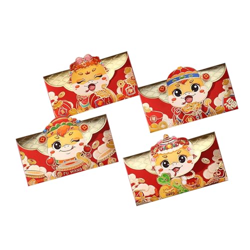 Ksikdeg Briefumschläge für traditionelles Frühlingsfest 2025, Schlangenjahr, Geldpakete, Papiertüte, Hongbao, 4 Stück von Ksikdeg