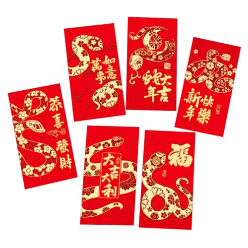 Ksikdeg Briefumschläge für traditionelles Frühlingsfest 2025, Schlangenjahr, Geldpakete, Papiertüte, Hongbao, 6 Stück von Ksikdeg