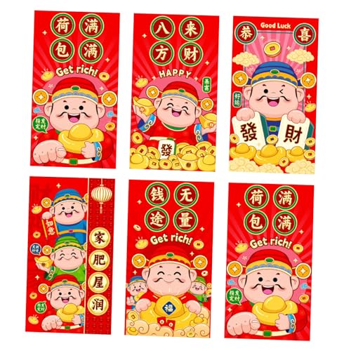 Ksikdeg Briefumschläge für traditionelles Frühlingsfest 2025, Schlangenjahr, Geldpakete, Papiertüte, Hongbao, 6 Stück von Ksikdeg