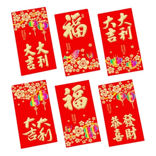 Ksikdeg Briefumschläge für traditionelles Frühlingsfest 2025, Schlangenjahr, Geldpakete, Papiertüte, Hongbao, 6 Stück von Ksikdeg