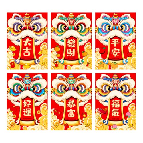 Ksikdeg Briefumschläge für traditionelles Frühlingsfest 2025, Schlangenjahr, Geldpakete, Papiertüte, Hongbao, 6 Stück von Ksikdeg