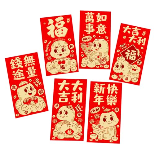 Ksikdeg Briefumschläge für traditionelles Frühlingsfest 2025, Schlangenjahr, Geldpakete, Papiertüte, Hongbao, 6 Stück von Ksikdeg